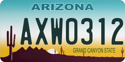 AZ license plate AXW0312