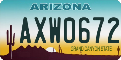 AZ license plate AXW0672