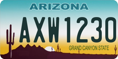 AZ license plate AXW1230