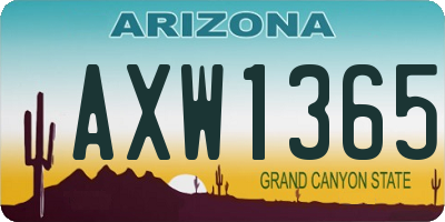 AZ license plate AXW1365