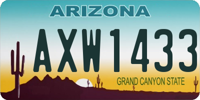 AZ license plate AXW1433
