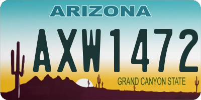 AZ license plate AXW1472