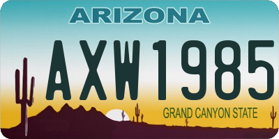 AZ license plate AXW1985
