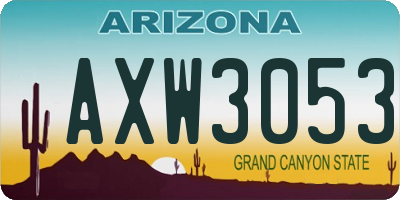AZ license plate AXW3053