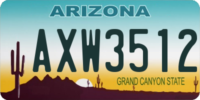 AZ license plate AXW3512