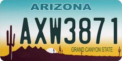 AZ license plate AXW3871