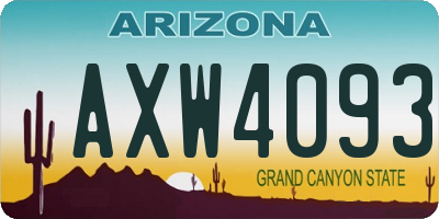 AZ license plate AXW4093