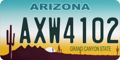 AZ license plate AXW4102