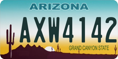 AZ license plate AXW4142