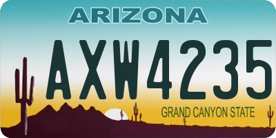 AZ license plate AXW4235
