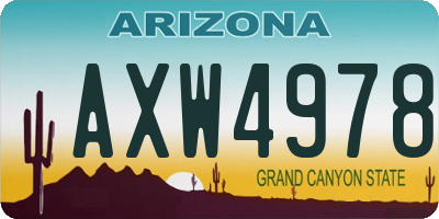 AZ license plate AXW4978
