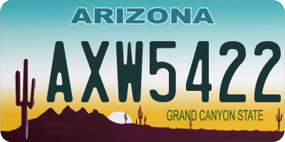 AZ license plate AXW5422