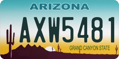 AZ license plate AXW5481