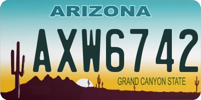 AZ license plate AXW6742