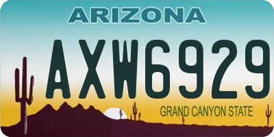 AZ license plate AXW6929