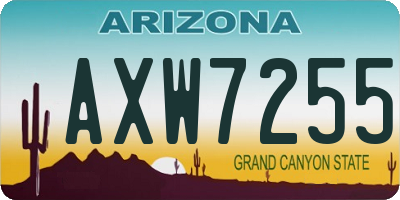 AZ license plate AXW7255