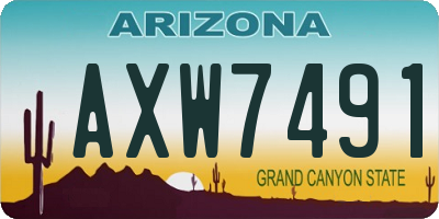 AZ license plate AXW7491