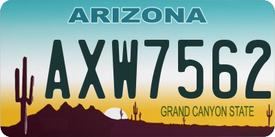 AZ license plate AXW7562