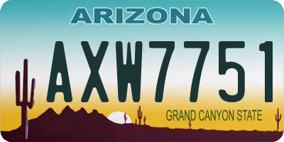 AZ license plate AXW7751