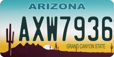 AZ license plate AXW7936