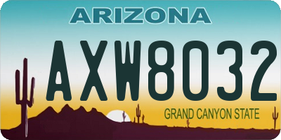 AZ license plate AXW8032