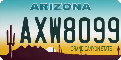 AZ license plate AXW8099