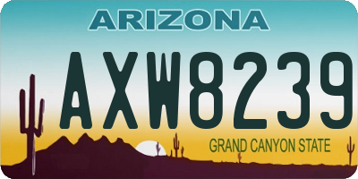 AZ license plate AXW8239
