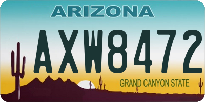 AZ license plate AXW8472