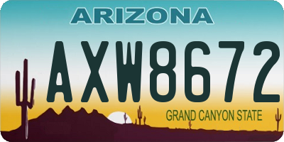 AZ license plate AXW8672
