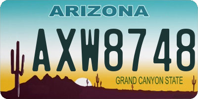 AZ license plate AXW8748