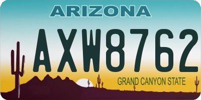 AZ license plate AXW8762