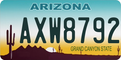 AZ license plate AXW8792