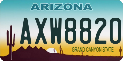 AZ license plate AXW8820