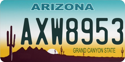 AZ license plate AXW8953