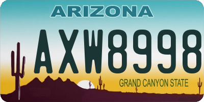 AZ license plate AXW8998