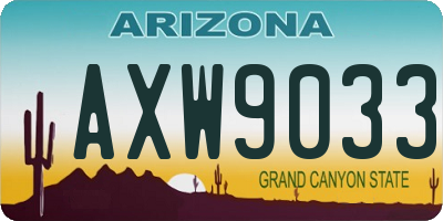 AZ license plate AXW9033