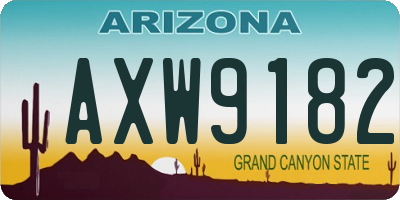 AZ license plate AXW9182