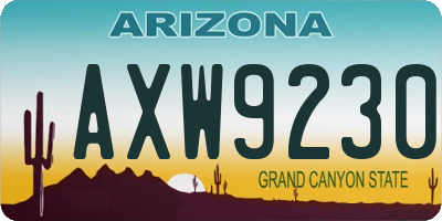 AZ license plate AXW9230