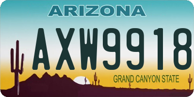 AZ license plate AXW9918