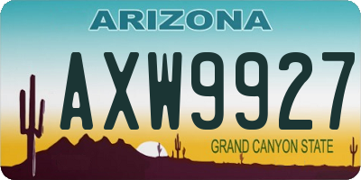 AZ license plate AXW9927