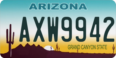 AZ license plate AXW9942