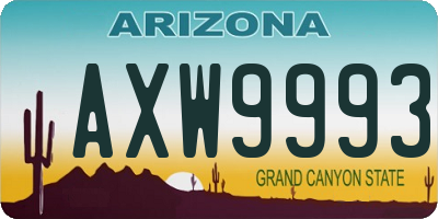AZ license plate AXW9993