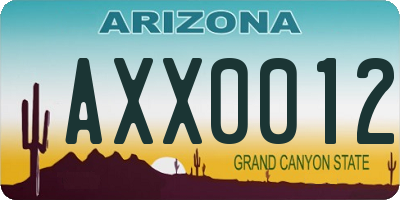 AZ license plate AXX0012