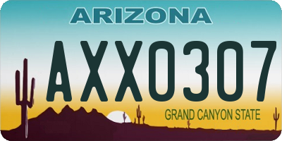 AZ license plate AXX0307