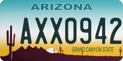 AZ license plate AXX0942