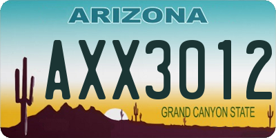 AZ license plate AXX3012