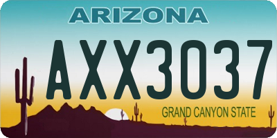 AZ license plate AXX3037