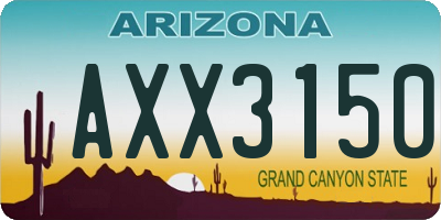 AZ license plate AXX3150