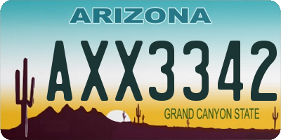 AZ license plate AXX3342