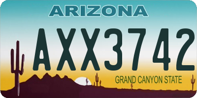 AZ license plate AXX3742